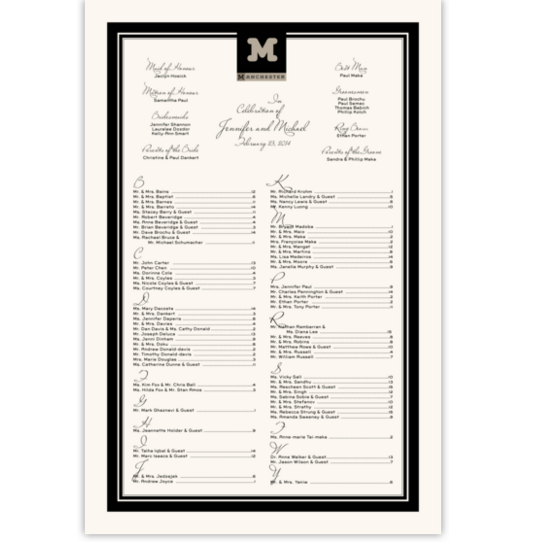 Contemporary Monogram 08 Contemporary and Classic Wedding Seating Charts