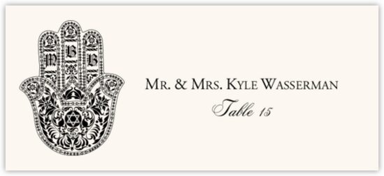 Hand of Miriam Wedding Place Cards and Escort Cards