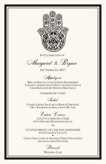 Hand of Miriam Culturally Inspired Menus