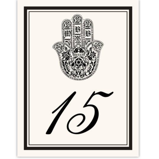 Hand of Miriam Culturally Inspired Table Numbers