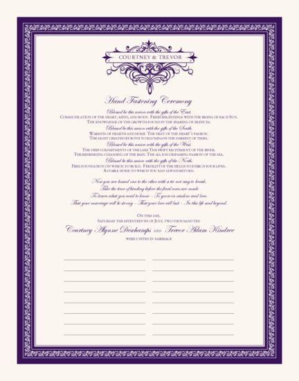 Hand Fasting Ceremony Religious Wedding Certificates