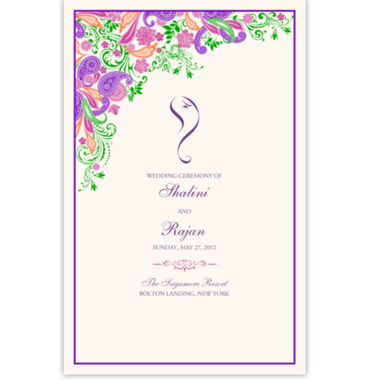 Paisley Garden - Pink & Purple Indian/Hindu Wedding Programs