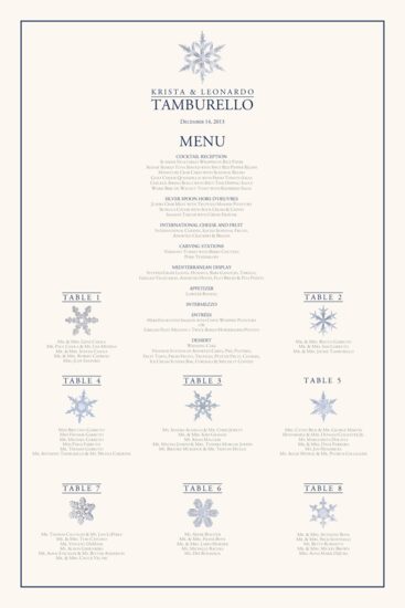Snowflake Assortment Winter and Holiday Seating Charts