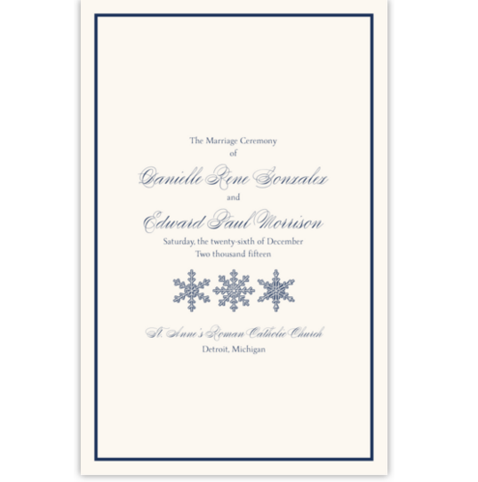 Snowflake Drawings Pattern Winter and Holiday Wedding Programs