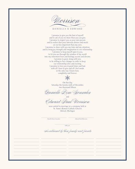 Snowflake Drawing 01 Winter and Snowflake Wedding Certificates