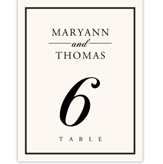 Homecoming Contemporary and Classic Table Numbers