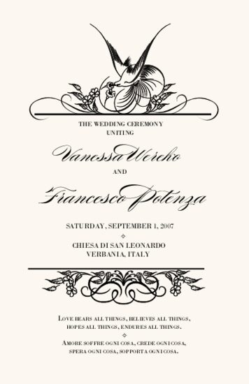 Honeydew Birds and Butterflies Wedding Programs
