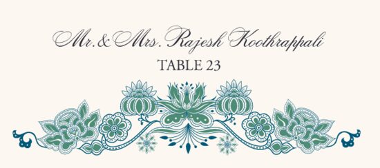 Rasm e Henna Indian/Hindu Inspired Wedding Place Cards