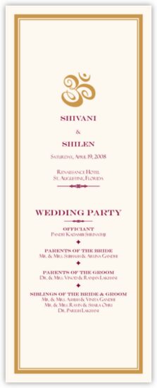 Wedding Program Templates And Wording For Indian Wedding Programs