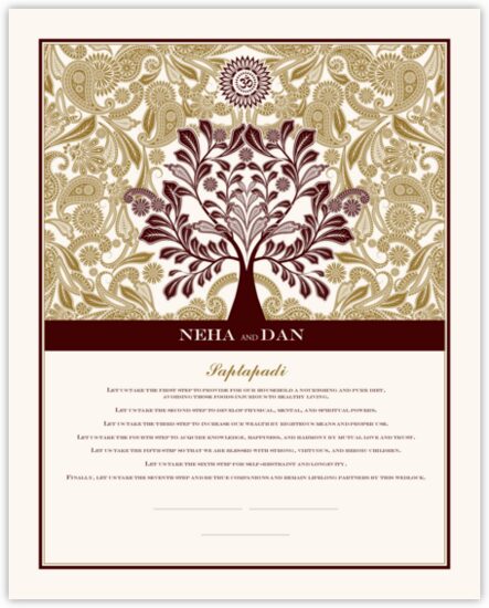 My Paisley Life Saptapadi-Seven Steps Indian Wedding Certificates