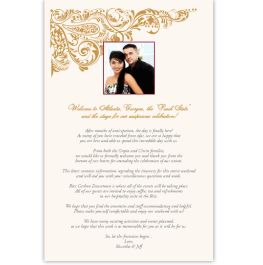 Paisley Power Welcome Letter Indian/Hindu Wedding Programs