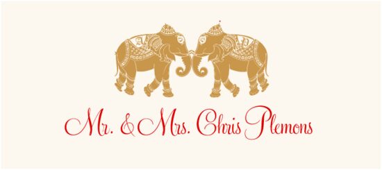 Indian Elephants Indian/Hindu Inspired Wedding Place Cards