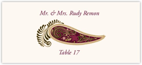 Paisley 13 Indian/Hindu Inspired Wedding Place Cards