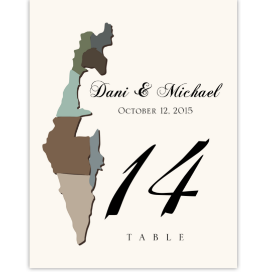 Map of Israel Jewish Table Numbers