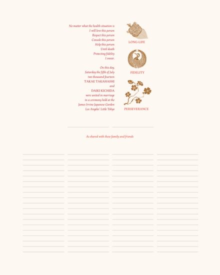 Crane, Tortoise and Plum Blossom Chinese, Japanese, and Eastern Inspired Wedding Certificates