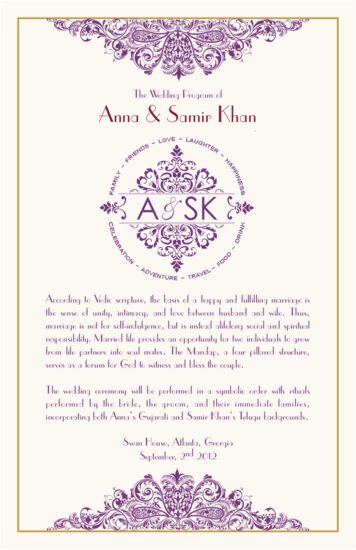 Karathee Hoom Indian/Hindu Wedding Programs