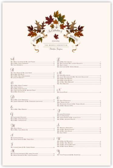 Autumn Leaf Banner Flowers, Leaves, Vineyard & Grapes Seating Charts