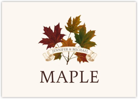 Autumn Leaf Banner Leaves, Flowers, Vineyard & Grapes Table Names