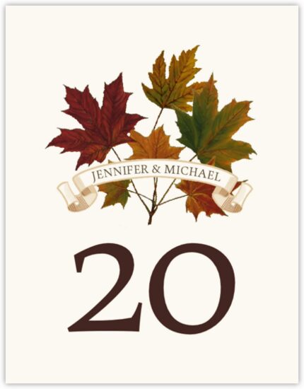 Autumn Leaf Banner Autumn and Fall Leaves Table Numbers