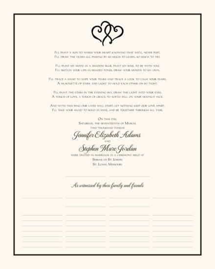 Linked Hearts Contemporary and Classic Wedding Certificates
