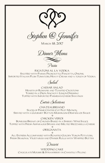 Linked Hearts Contemporary and Classic Menus
