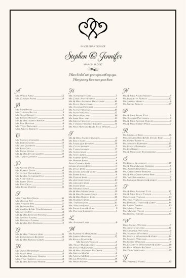 Linked Hearts Contemporary and Classic Wedding Seating Charts