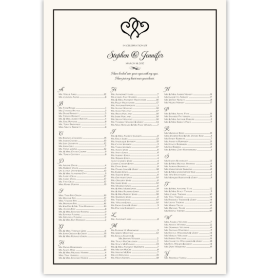 Linked Hearts Contemporary and Classic Wedding Seating Charts