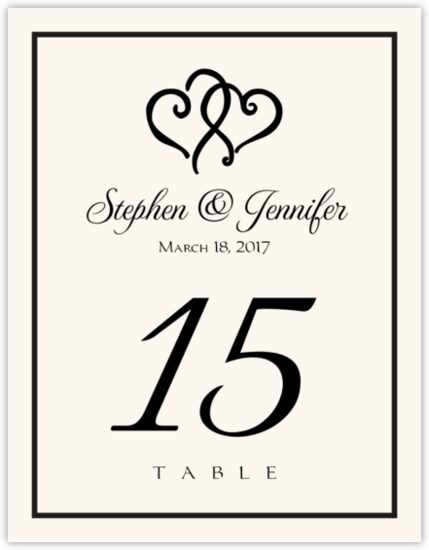 Linked Hearts Contemporary and Classic Table Numbers
