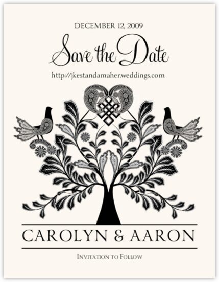Love Dove Tree of Life Leaves, Flowers, Vineyard & Grapes Save the Dates