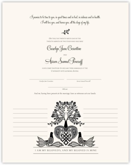Love Dove Flower Wedding Certificates