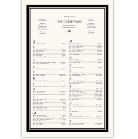 Maiola Monogram Contemporary and Classic Wedding Seating Charts
