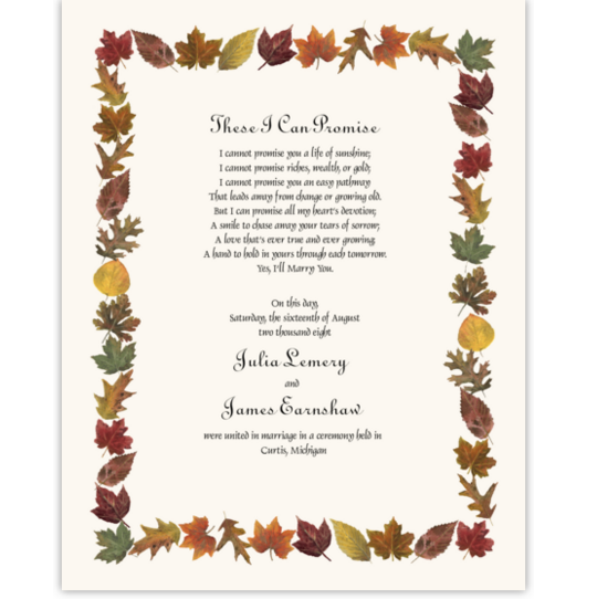Colorful Leaves Border 01 Autumn Leaves Wedding Certificates