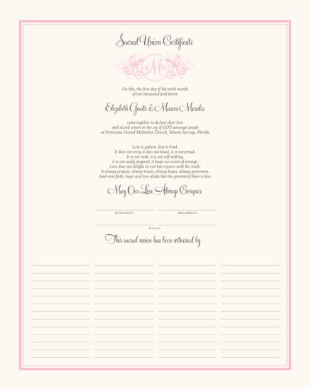 Curly Sue - Sacred Union Contemporary and Classic Wedding Certificates