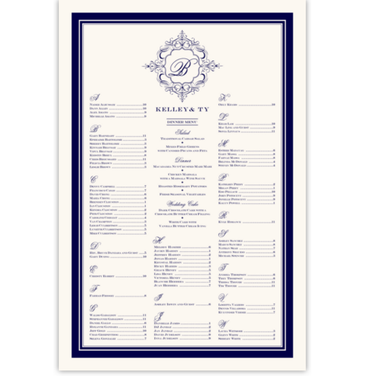 Old Script and Engravers Contemporary and Classic Wedding Seating Charts