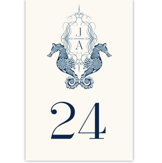 Paisley Seahorse Monogram Tropical, Freshwater and Saltwater Fish Table Numbers