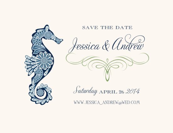 Paisley Ocean Beach, Seashell, and Fish Save the Dates