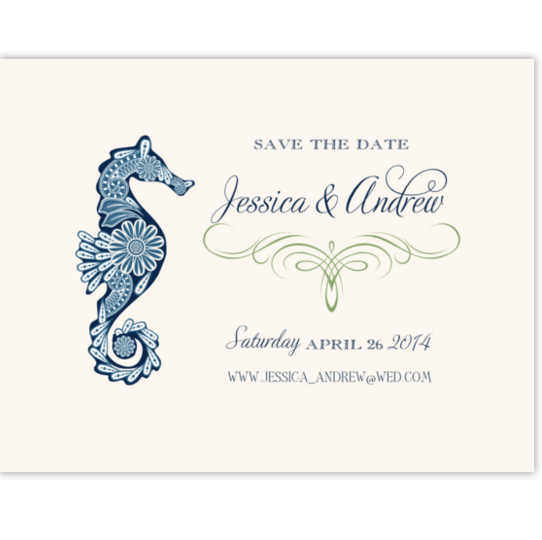 Paisley Ocean Beach, Seashell, and Fish Save the Dates