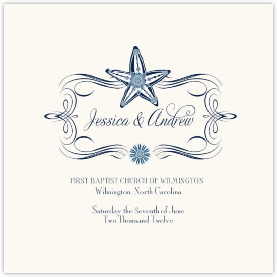 Paisley Starfish Monogram Beach and Seashell Wedding Programs
