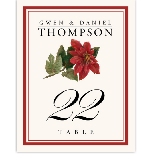 Poinsettia Winter, Snowflake, and Holiday Table Numbers