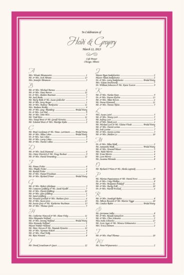 Pretty in Pink Contemporary and Classic Wedding Seating Charts