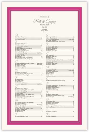 Pretty in Pink Contemporary and Classic Wedding Seating Charts