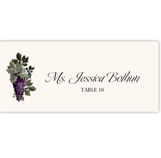 Purple Grapes Fruit, Grapes and Vineyard Place Cards