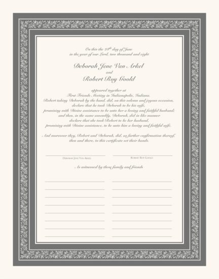Snell Classic Contemporary and Classic Wedding Certificates