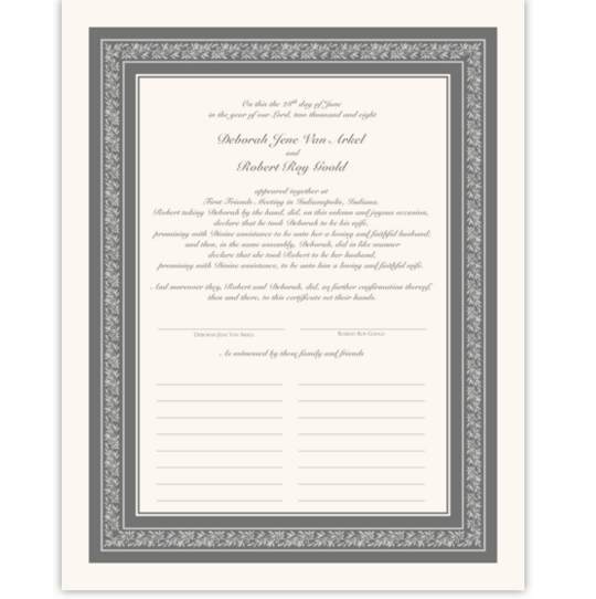 Snell Classic Contemporary and Classic Wedding Certificates