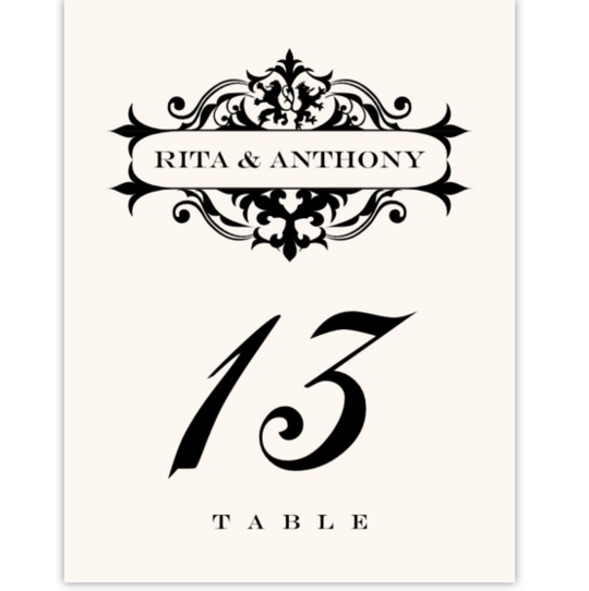 Royal Lion Contemporary and Classic Table Numbers
