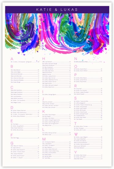 Royal Blue & Purple Colorful Abstraction Contemporary and Classic Wedding Seating Charts