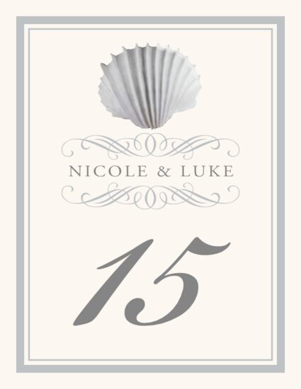 Ocean Beach And Seashell Wedding Table Number Cards And Table Card