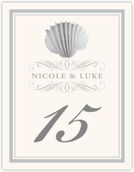 Silver Scallop Swirl Beach and Seashell Table Numbers