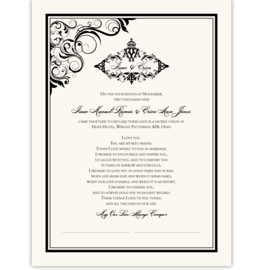 Scottish Luckenbooth Spiral Swirl Celtic Wedding Certificates