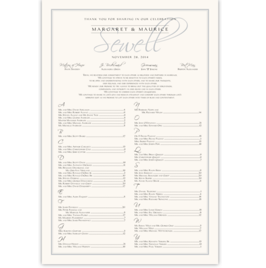 Scriptina and Imperial Contemporary and Classic Wedding Seating Charts